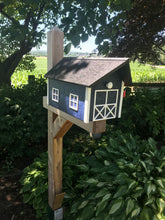 Load image into Gallery viewer, Navy Blue and White Barn Style Mailbox | Poly Lumber | Durable Quality Craftsmanship | E250