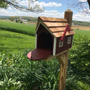 Red Wooden Mailbox | Barn Amish Made | SS001