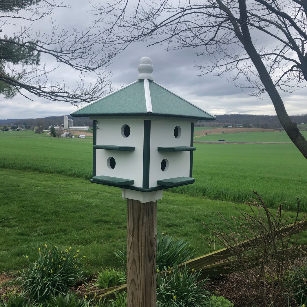 Large Birdhouse | Martin House with Eight Holes and Eight Rooms | Made with Durable Poly Lumber