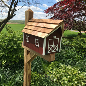 Red Wooden Mailbox | Barn Amish Made | SS001