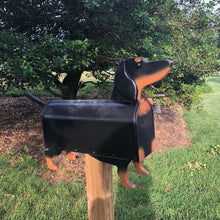 Load image into Gallery viewer, Black and Tan Dachshund Mailbox| Wiener Dog | Unique Dog Mailbox | pp001