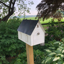 Load image into Gallery viewer, Unique Wooden Mailbox Made with Reclaimed Materials | Metal Roof | SMM001