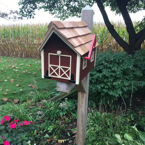 Red Wooden Mailbox | Barn Amish Made | SS001