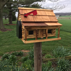 Amish Made Wooden Mailbox  | Log Cabin with Porch | Amish Made | CL620