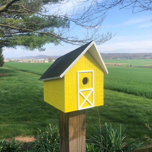 Easy to Clean Wooden Birdhouse | Rustic Amish Outdoor Decor | K0006