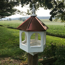 Load image into Gallery viewer, Post Mounted Bird Feeder with Copper Roof | EW-SWCF